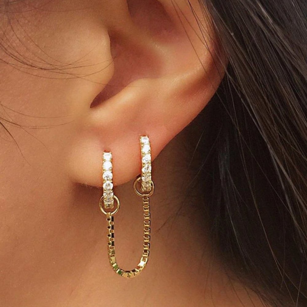 hoop chain earrings